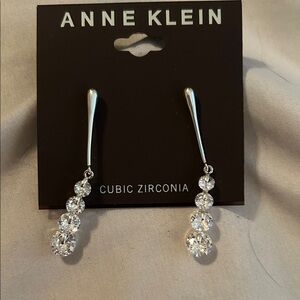 Anne Klein Silver Cubic Zirconia Dangle Earrings